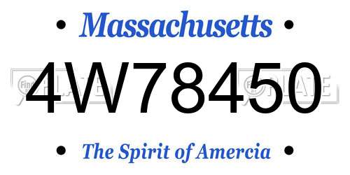 4W78450 Massachusetts License Plate