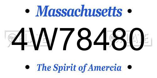 4W78480 Massachusetts License Plate