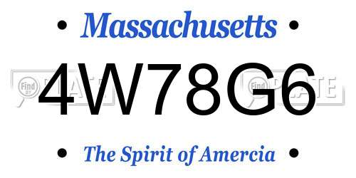 4W78G6 Massachusetts License Plate