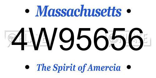 4W95656 Massachusetts License Plate