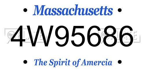 4W95686 Massachusetts License Plate