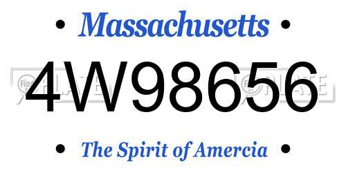 4W98656 Massachusetts License Plate