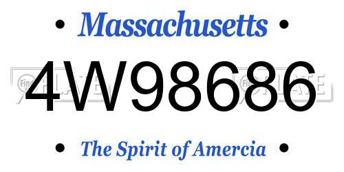4W98686 Massachusetts License Plate