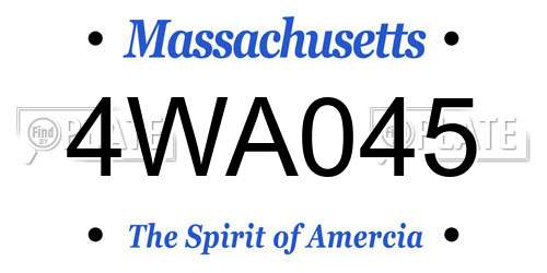 4WA045 Massachusetts License Plate