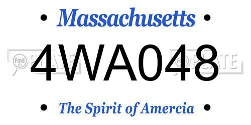 4WA048 Massachusetts License Plate