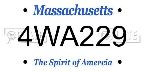 4WA229 Massachusetts License Plate
