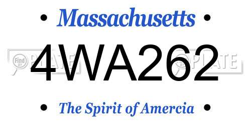 4WA262 Massachusetts License Plate