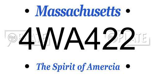 4WA422 Massachusetts License Plate