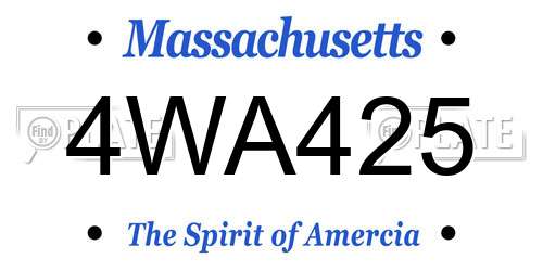 4WA425 Massachusetts License Plate