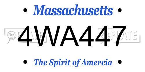 4WA447 Massachusetts License Plate