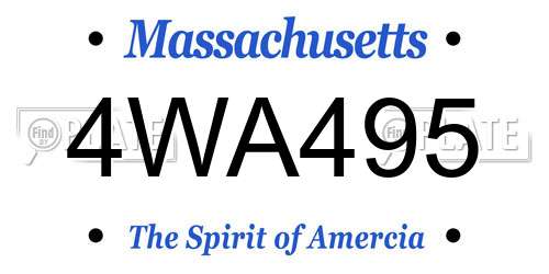 4WA495 Massachusetts License Plate