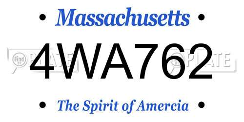 4WA762 Massachusetts License Plate