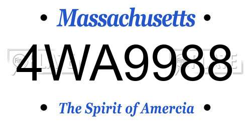 4WA9988 Massachusetts License Plate
