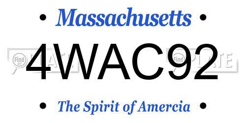 4WAC92 Massachusetts License Plate