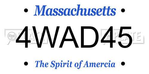 4WAD45 Massachusetts License Plate