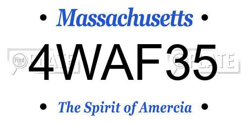 4WAF35 Massachusetts License Plate