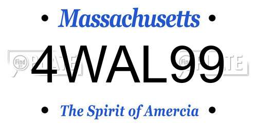 4WAL99 Massachusetts License Plate