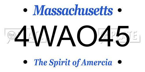 4WAO45 Massachusetts License Plate