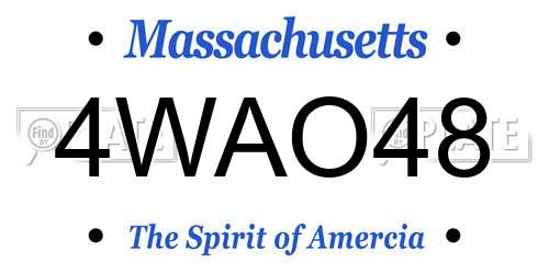 4WAO48 Massachusetts License Plate