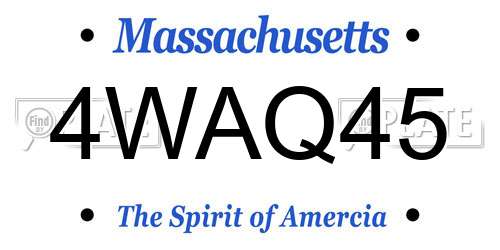 4WAQ45 Massachusetts License Plate