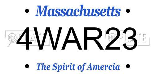 4WAR23 Massachusetts License Plate