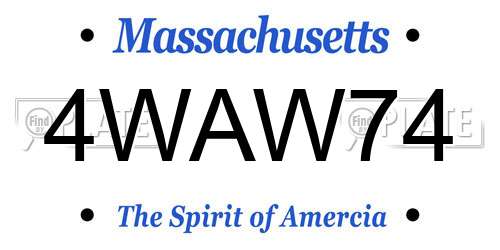 4WAW74 Massachusetts License Plate
