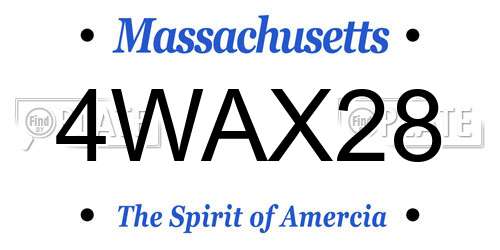 4WAX28 Massachusetts License Plate