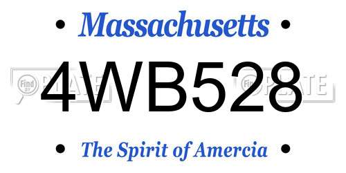 4WB528 Massachusetts License Plate