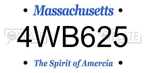 4WB625 Massachusetts License Plate