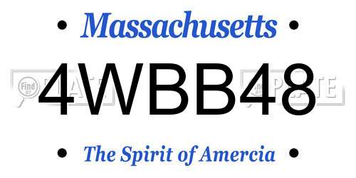 4WBB48 Massachusetts License Plate