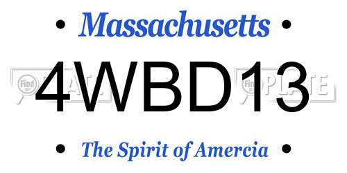 4WBD13 Massachusetts License Plate