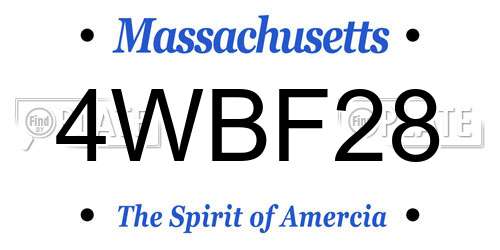 4WBF28 Massachusetts License Plate