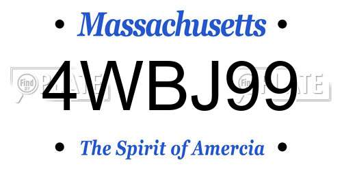 4WBJ99 Massachusetts License Plate