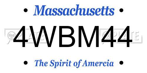 4WBM44 Massachusetts License Plate