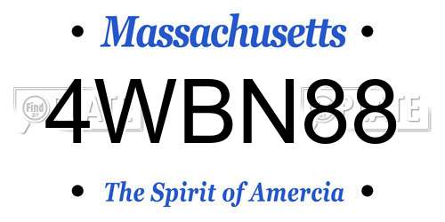 4WBN88 Massachusetts License Plate