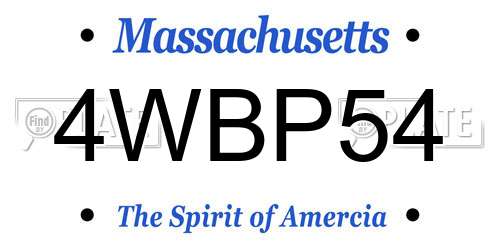 4WBP54 Massachusetts License Plate