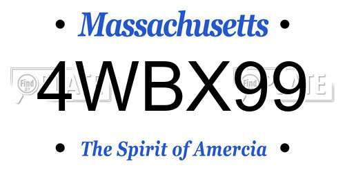 4WBX99 Massachusetts License Plate