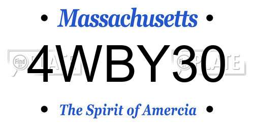4WBY30 Massachusetts License Plate