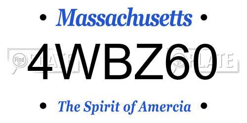 4WBZ60 Massachusetts License Plate