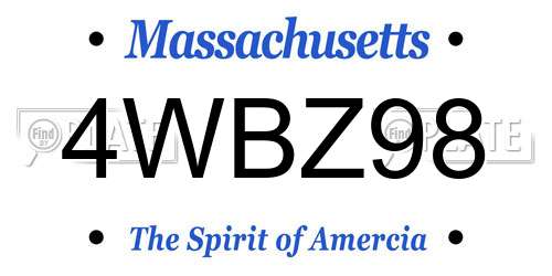 4WBZ98 Massachusetts License Plate