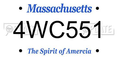 4WC551 Massachusetts License Plate