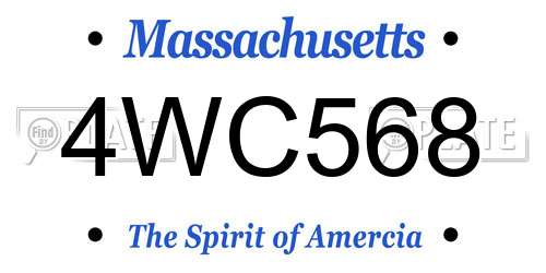 4WC568 Massachusetts License Plate