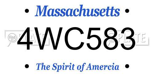 4WC583 Massachusetts License Plate
