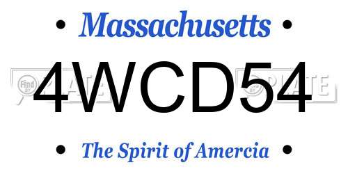 4WCD54 Massachusetts License Plate
