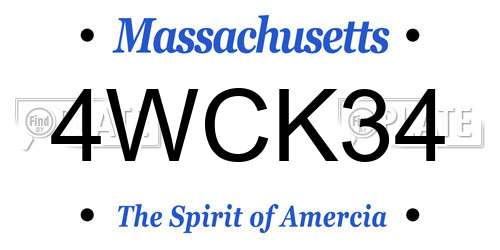 4WCK34 Massachusetts License Plate