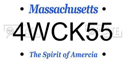 4WCK55 Massachusetts License Plate