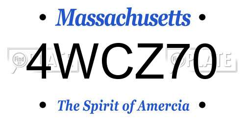 4WCZ70 Massachusetts License Plate
