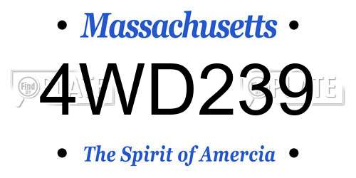 4WD239 Massachusetts License Plate
