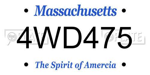 4WD475 Massachusetts License Plate