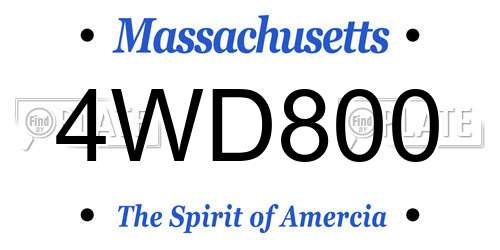 4WD800 Massachusetts License Plate